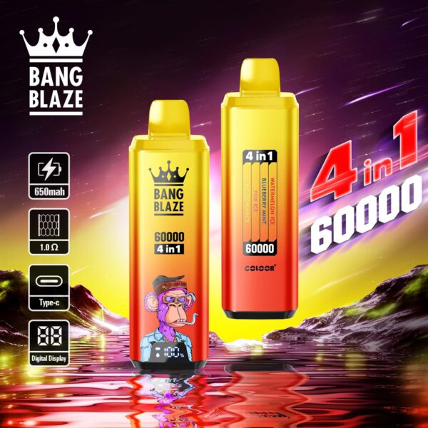 E-papieros Jednorazowy BANG BLAZE 60K (4 w 1) | Ekran LED | Dostawa 1-2 dni robocze
