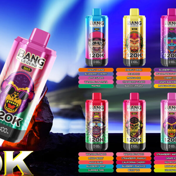 E-papieros Jednorazowy BANG LEGEND 120K (5 w 1) | Ekran LCD | Dostawa 1-2 dni robocze